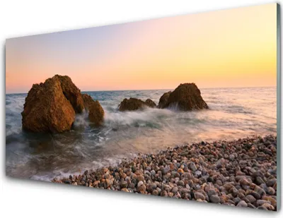 Immagine prodotto di Stampe su vetro acrilico, dimensioni 100x50 cm, ideale per decorare pareti. Motivo: rocce, pietre, mare, paesaggio