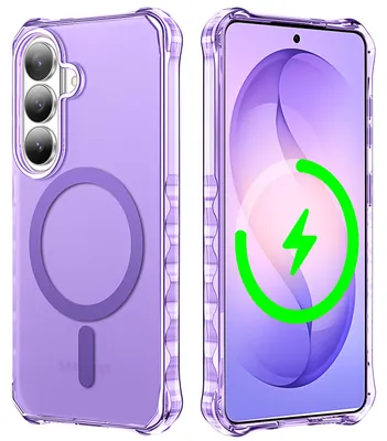 Immagine prodotto di Custodia magnetica per Samsung Galaxy S26+, compatibile con MagSafe, bordo ondulato, opaca trasparente, custodia antiurto Viola