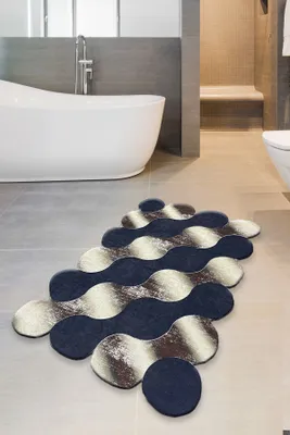 Produktbild von Mijolnir, Circle - Gold, Badematten, Dunkelblau, Polyester, 70 x 120 cm