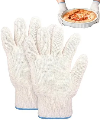Obrázok produktu pre Pracovné rukavice odolné voči teplu – bavlnené pracovné rukavice – na opravy, stavebníctvo, priemysel, skladovanie, záhradníctvo a grilovanie (biele)