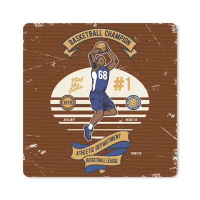 Produktbild von MuchoWow® Mauspad Mousepad Mancave - Basketball - Vintage - Rot 20x20 cm - Mousepads - Maus Mat - Pad - Mausunterlage - Desk Mat - Bureauartikeln