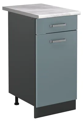 Produktbild von Küchenunterschrank Vicco R-Line Blau-Grau/Anthrazit 40 cm Arbeitsplatte Marmor, Model 61064