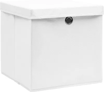 Immagine prodotto di vidaXL Scatole con coperchio 10 pz. Bianco 32x32x32 cm Tessuto