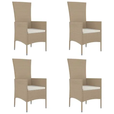 Produktbild von Gartenstühle mit Kissen 4 Stk. Poly Rattan Beige