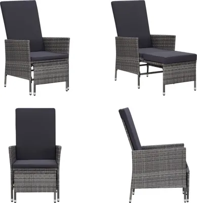 Produktbild von vidaXL Garten Liegestuhl mit Auflagen Poly Rattan Grau - Sessel - Gartenstuhl - Gartenstühle - Gartenmöbel