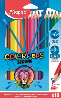 Zdjęcie produktu dla Maped 862718 Trójkątne kredki COLOR'PEPS STRONG, pudełko 18 szt