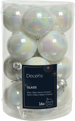 Produktbild von Weihnachtskugeln Glas 3,5cm 16 Stück - Weiß Irisierend