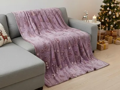 Obrázok produktu pre Svietiaca vianočná mikroplyšová deka PAINTY CHRISTMAS, vínová Rozmer: 150 x 200 cm