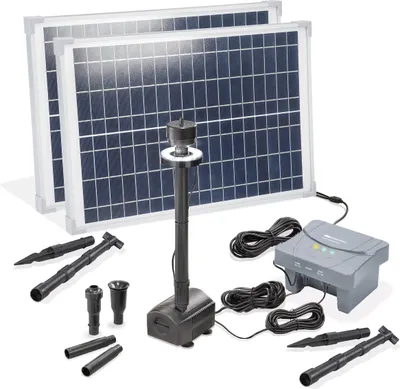 Produktbild von esotec Solar Teichpumpenset 50/1400 LED mit 12,8V/7,8Ah LiFe-Akkuspeicher 101939