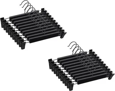 Produktbild von 20 Stück rutschfeste Kleiderbügel mit verstellbaren Clips für Hosen und Röcke