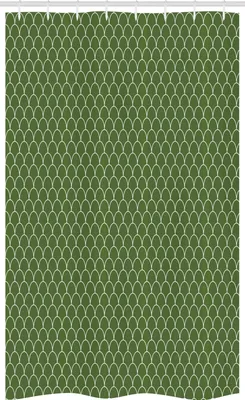 Image de ABAKUHAUS Vert Rideau de douche étroit, forme géométrique ondulée, ensemble de décoration de salle de bain en tissu avec crochets, 120 x 180 cm, vert olive et blanc