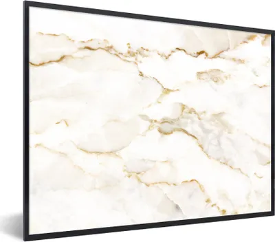 Produktbild von MuchoWow® Gerahmtes Poster Marmor - Limette - Gold - Luxus - Marmoroptik - Weiß 40x30 cm - Poster mit Schwarzem Bilderrahmen Wandposter Rahmen Foto Bilder - Kunstposter - Wanddekorationen