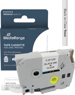 Produktbild von MediaRange Schriftbandka. Brother TZ-121/TZe-121 9mm, 8m sw