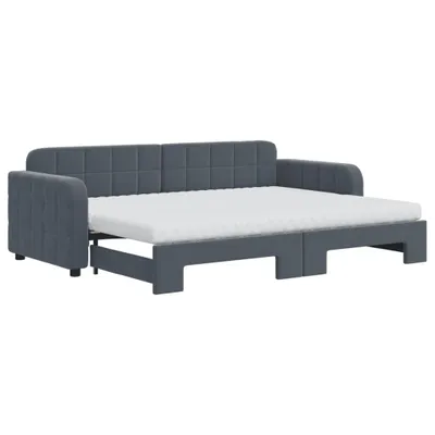 Immagine prodotto di vidaXL Letto da giorno allungabile con materassi grigio scuro 80x200 cm in velluto