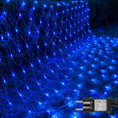 Produktbild von 2X2M 144LEDs Lichternetz 8 Modi Wasserdicht Lichterkette für Innen Weihnachten Hochzeit Party Garten Deko, Blau