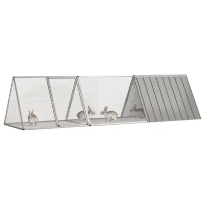 Produktbild von vidaXL Kaninchenkäfig Grau 302,5 x 80,5 x 71 cm Verzinkter Stahl