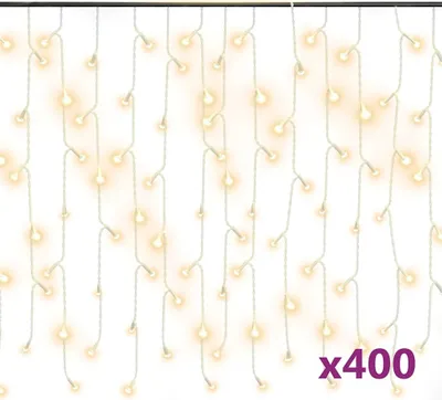 Obrázek produktu pro vidaXL LED světelný závěs 10 m 400 LED teplá bílá 8 funkcí