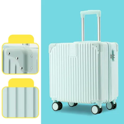 Imagen del producto de Maleta de cabina ligera y elegante de 18 pulgadas con ruedas, ideal para viajar, color verde
