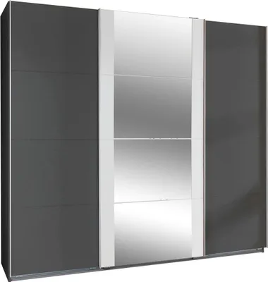Produktbild von Schwebetürenschrank Bern Kleiderschrank Ausführung wählbar,Graphit / Weiß,225x64x210cm