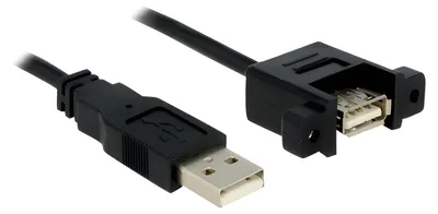 Produktbild von Delock - USB-Verlängerungskabel - USB (W) zu USB (M) - USB 2.0 - 1 m - Daumenschrauben - Schwarz