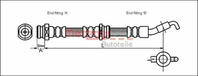 Produktbild von METZGER 4113326 Bremsschlauch für MITSUBISHI COLT V (CJ, CP) Lancer VI Limousine (CJ, CP)