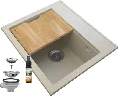 Immagine prodotto di Granitan - Lavello in granito - Lavello da cucina - Beige - con sifone - Lavello - FOXAL