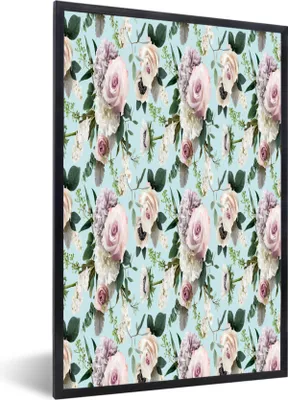 Produktbild von MuchoWow® MuchoWow® Gerahmtes Poster Blumen - Rosen - Flieder 20x30 cm - Poster mit zchwarzem Bilderrahmen - Drucken - Bilder Poster im Rahmen