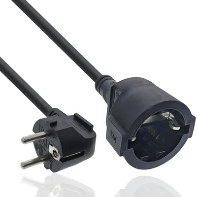 Produktbild von Inline Verlängerungskabel, 2m, gewinkelter Stecker, schwarz