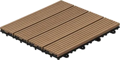 Zdjęcie produktu dla HOME DELUXE - WPC click tile BAVARO - Teak - 1 m² - 11 płytek á 30 x 30 cm I Click tile płytka tarasowa płytka balkonowa