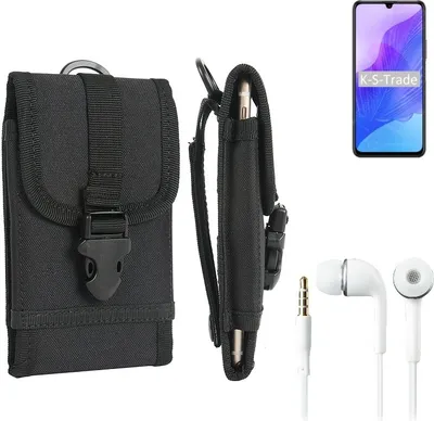 Produktbild von K-S-Trade Holster Schutz Hülle kompatibel mit Huawei Honor 30 Lite Gürteltasche Handy Hülle Tasche outdoor Seitentasche schwarz 1x + Kopfhörer
