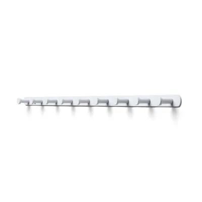 Produktbild von TOJ Living Wandgarderobe Weiß 70 cm – Edelstahl Garderobenleiste mit 9 Haken – Wandhaken für Flur, Bad, Küche & Schlafzimmer – glänzend weiß