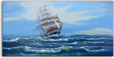Produktbild von Coloray Canvas 120x60  Wandbild Leinwand Bilder Wellen Wasser Meer Segel Schiff Himmel