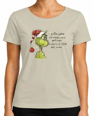 Imagen del producto de Quizás la Navidad significa un poco más de "Grinch". Camiseta divertida para mujer con motivos navideños, diseño natural, color L