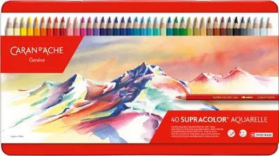 Image de CARAN D'ACHE Crayons de couleur SUPRACOLOR étui métallique de 40 pièces
