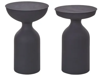 Obrázek produktu pro BELIANI Sada 2 odkládacích stolků Černé kovové železné kulaté odkládací stolky Obývací pokoj Ložnice Moderní design