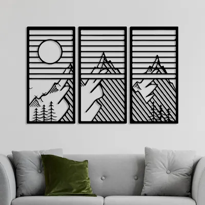 Produktbild von Evila Originals, Scenic Trio B, Dekoratives Wandaccessoire aus Metall, Schwarz, METALLKÖRPER, 80 x 40 cm
