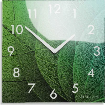 Produktbild von Wanduhr aus Glas  GRÜNE BLÄTTER