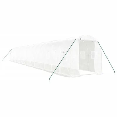 Obrázok produktu pre vidaXL Skleník s oceľovým rámom biely 32 m² 16x2x2 m