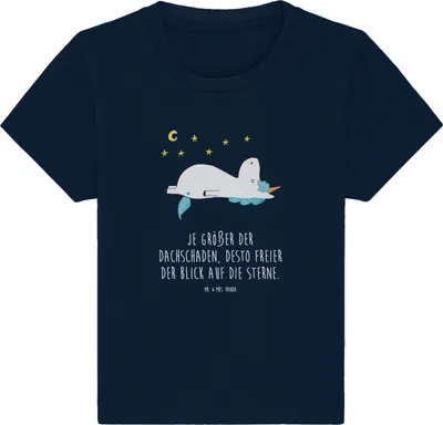 Produktbild von Mr. & Mrs. Panda Babyshirt Einhorn Sternenhimmel 0. - 6. Monat - French Navy - Geschenk, Unicorn, Kinder Top, Baby Baumwollshirt, Sterne, Kleinkind T-Shirt, Shirt,
