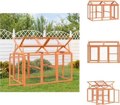 Obrázek produktu pro vidaXL Venkovní výběh hnědý 141x94x104 cm z masivního borovicového dřeva - Příbytky a výběhy pro malá zvířata