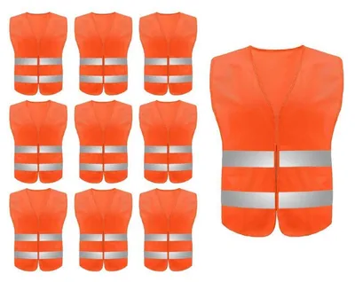 Obrázek produktu pro Bezpečnostní vesta, 10 kusů, oranžová, neonová, žlutá, reflexní, pro dospělé
