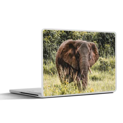 Produktbild von MuchoWow® Laptop Aufkleber Sticker Cover Elefant - Natur - Gras 32.5x23.5 cm - Sticker für Laptop - Selbstklebend