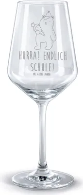 Produktbild von Mr. & Mrs. Panda Kelch Bär Schultüte - Transparent - Geschenk, Einschulung, glas für rotwein, Grundschule, Weinglas, Rotweinglas mit Gravur, Teddy, Schulbeginn, graviert