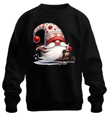 Immagine prodotto di Simpatico elfo natalizio in slitta con regali e neve Maglia felpata unisex, nera, S