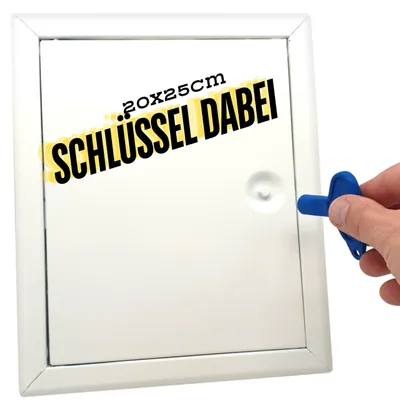 Inspektionsklappe 20x25 cm, Stahlblech weiß, Vierkantverschluss