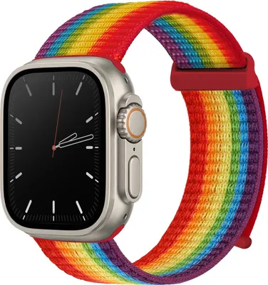Produktbild von Smartwatch Armband für Apple Watch Ultra 1 49mm Nylon Textil Band Ersatzband Wechselband Klettverschluss flexibel atmungsaktiv Regenbogenfarben