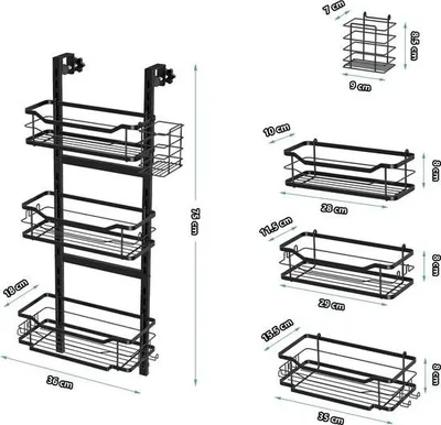 Obrázok produktu pre Závesný sprchový košík bez vŕtania – Trojitý sprchový košík – S držiakmi na uteráky – 3 úrovne