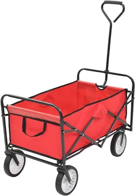 Produktbild von Klappbarer Bollerwagen mit Stahlrahmen, Handwagen für Garten und Ausflüge, Transportwagen bis 75 kg, grün