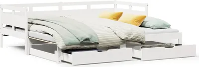 Immagine prodotto di vidaXL Letto da giorno allungabile con cassetti senza materasso Bianco 90x190cm