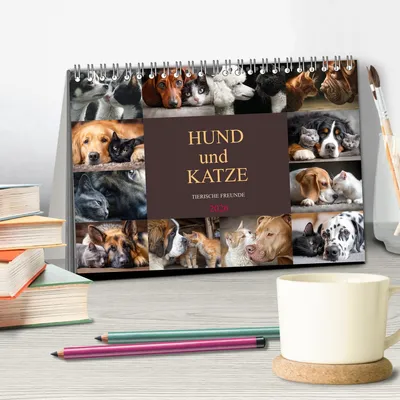 Produktbild von Hund und Katze - Tierische Freunde (Tischkalender 2026 DIN A5 quer), CALVENDO Monatskalender